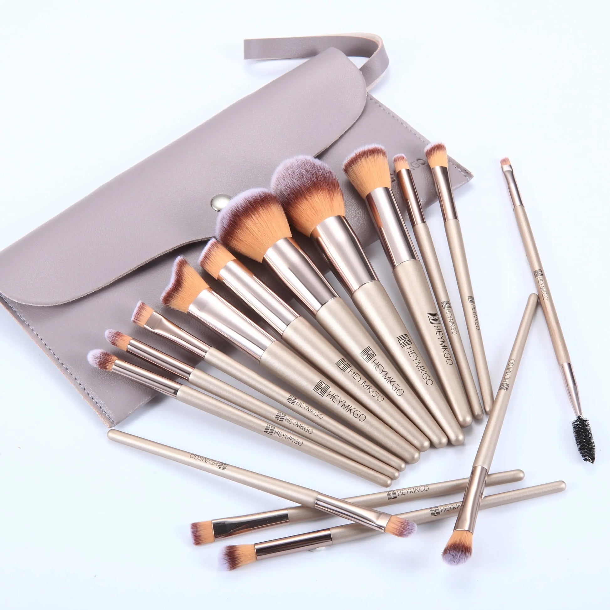 Makeup Brushes 15PCS Champagne Gold Professional Makeup Brush Sets Foundation Brush Blending Powder Blush Concealers Eye Make up Brush Set with PU Leather Cosmetics Bag