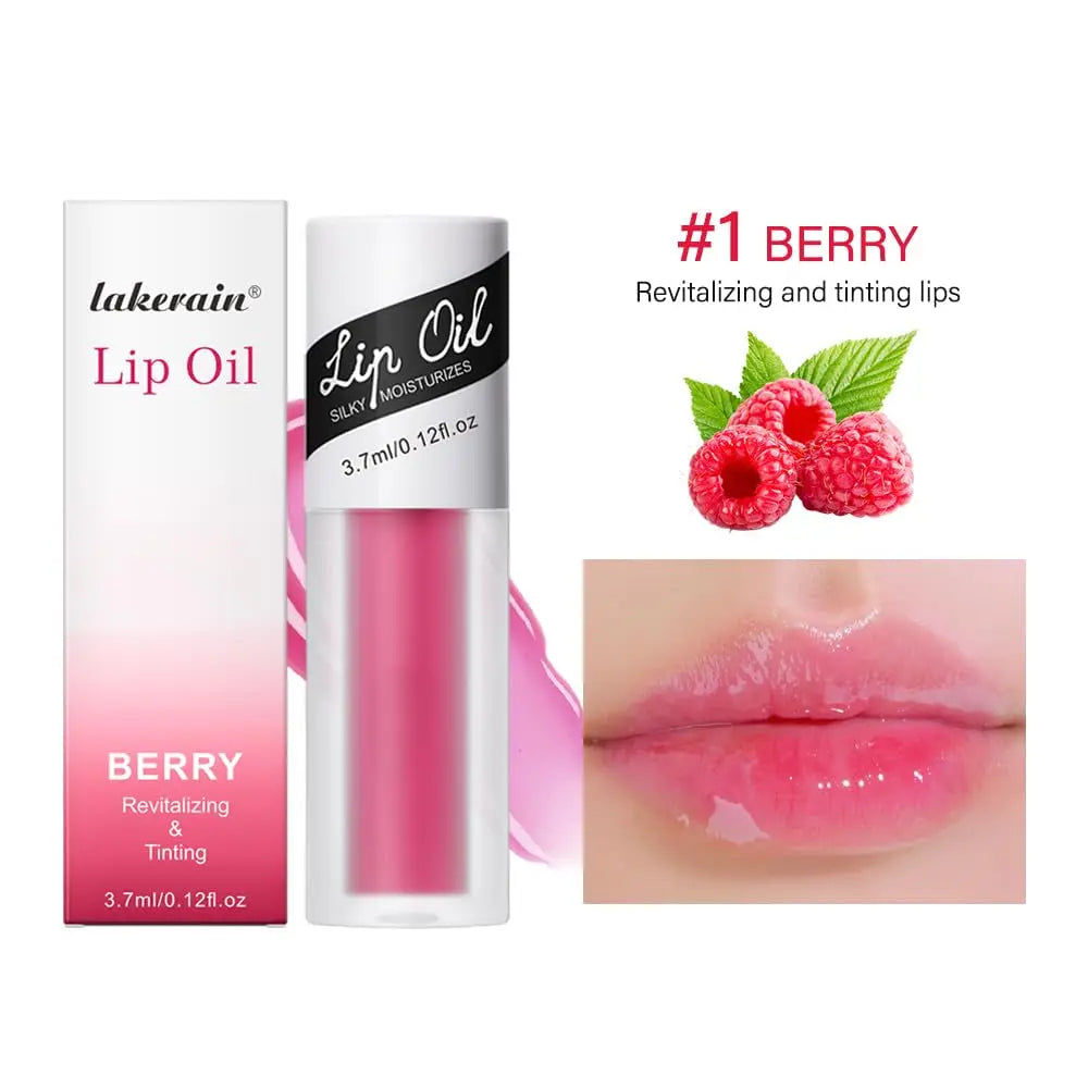 Fruit-Flavored Plumping Lip Oil - Lip Gloss - Non-Sticky, Moisturizing, Smoothing, Glowing, Revitalizing, and Nourishing for Dry Lips - Lip Balm Lip Care (Berry)