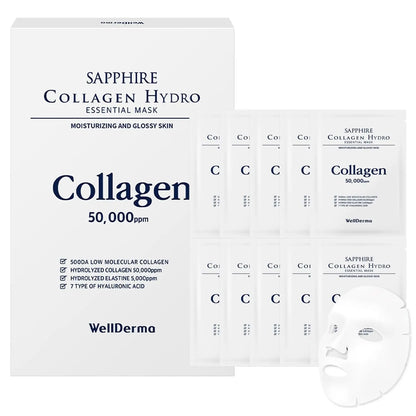 Sapphire Collagen Hydro Essential Mask 10 Sheets Skin Soothing Calming