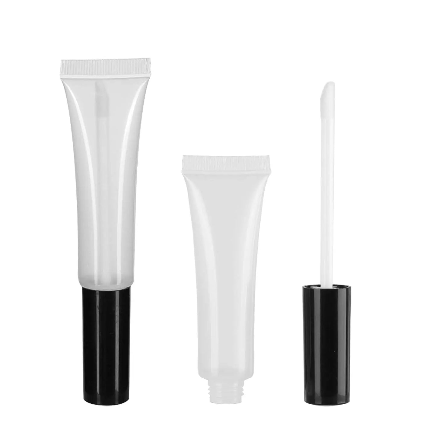 50 Pack Empty Black 15Ml Squeeze Lip Gloss Tubes with Wand 0.5Oz Soft Lipgloss Container Chapstick Containers Empty Tube