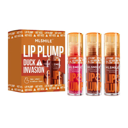 3 Colors Duck Lip Plumper Gloss, High Pigment Glitter Shine Primer Lip Tint, Non-Sticky Korean Clear Plumping Gloss for Fuller, Sexy Lips (Set B, 3Pcs/Set)