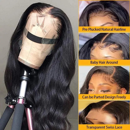 Body Wave Lace Front Wig - 13x4 Brazilian Human Hair, 180% Density, 18 Inch Natural Look for Black Women