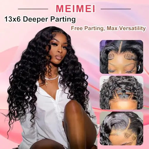 MEIMEI 28 Inch 250% Density HD Full Lace Front Wigs Human Hair Loose Wave 15A Grade Real Full Large Lace Space 13x4 Loose Deep Wave Lace Frontal Wigs Human Hair Pre Plucked for Black Women GlowBeautyCo.