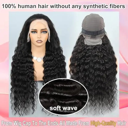 MEIMEI 28 Inch 250% Density HD Full Lace Front Wigs Human Hair Loose Wave 15A Grade Real Full Large Lace Space 13x4 Loose Deep Wave Lace Frontal Wigs Human Hair Pre Plucked for Black Women GlowBeautyCo.