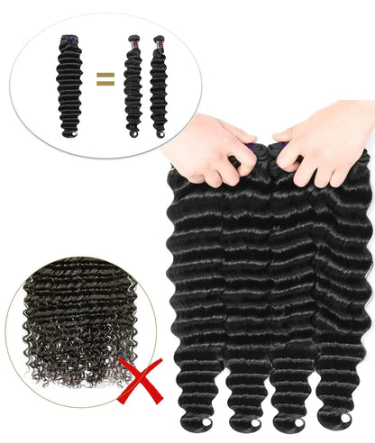 16A Raw Human Hair Bundles Loose Deep Wave 4 Bundles 14 16 18 20 Inch 100% Unprocessed Virgin Bundles Human Hair Full Thick Loose Deep Wave Bundles Human Hair Natural Black Bundles