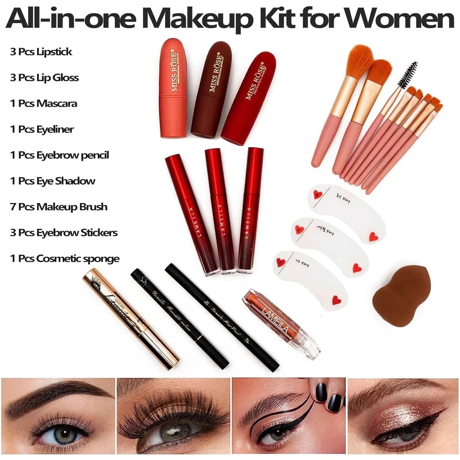 Ultimate 190 Colors Makeup Kit - All-in-One Professional Set for Women & Beginners with Eyeliner, Eyeshadow, Lipstick, Powder, Glitter & Brushes