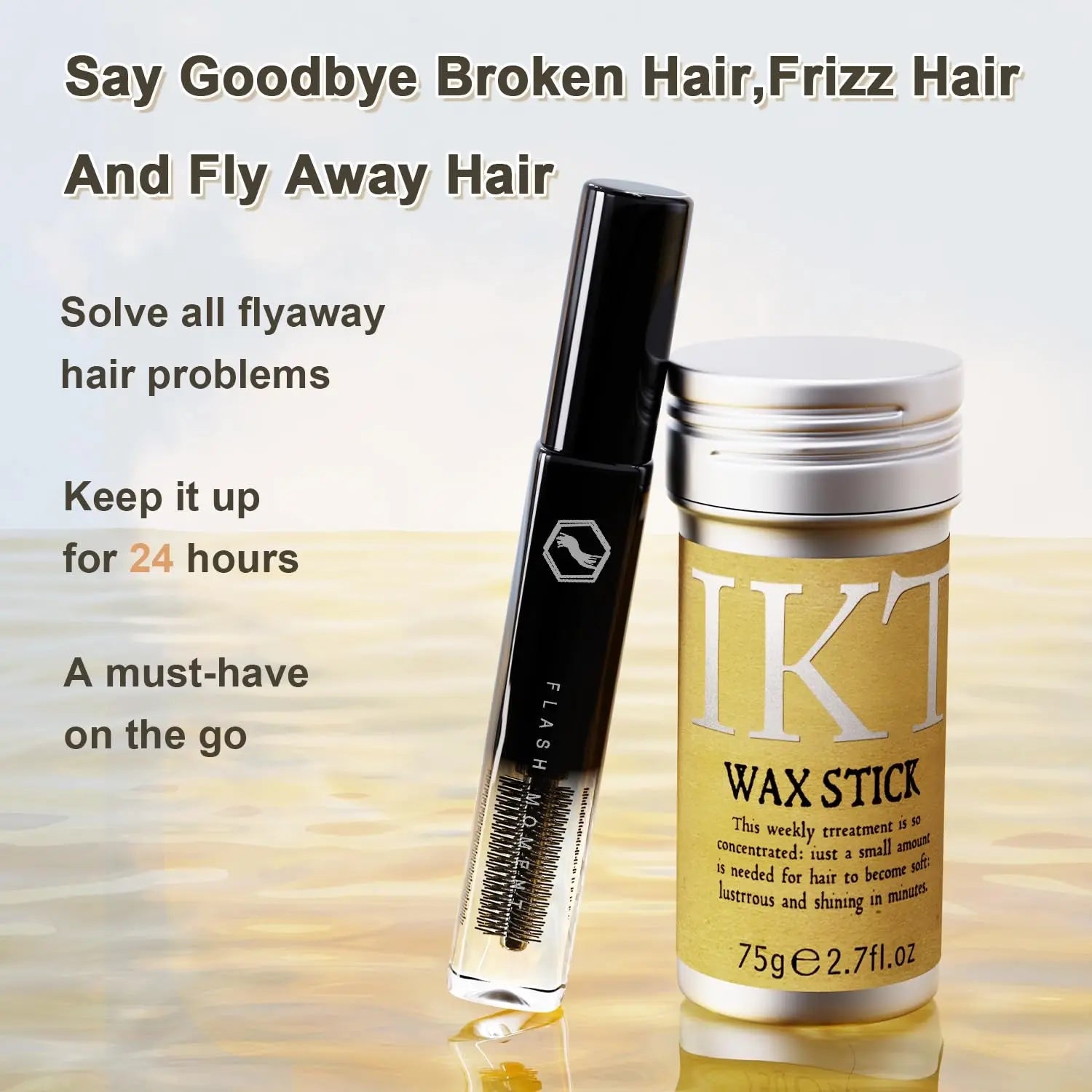 Fly Away Hair Tamer, Non-Greasy Hair Wax/Gel Stick for Women for Broken Hair, Edge Control, Flyaways Long-Lasting Fixed Hair Styling, Works in 3 Seconds