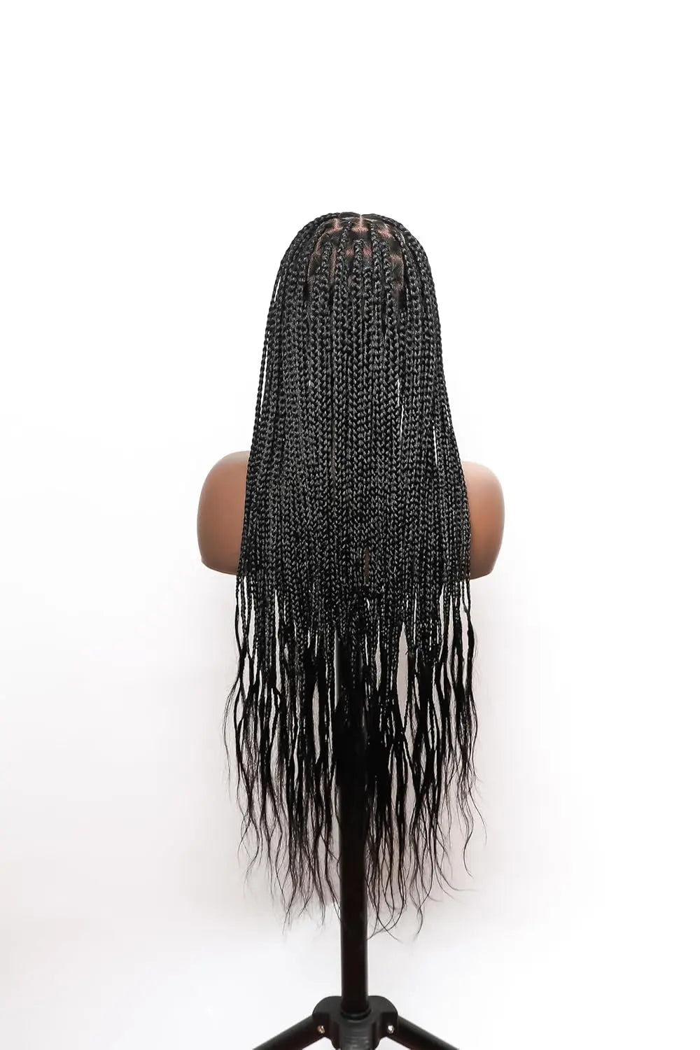 32" Boho Knotless Box Braided Wigs for Black Women Girls,Box Braided Wigs Full Lace Handmade with Human Hair Baby Hair,Human Hair Boho Braid Wig,Black