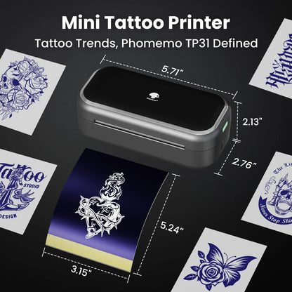 Phomemo TP31 Tattoo Stencil Printer, Mini Tattoo Printer with 30pcs Transfer Paper,Bluetooth Tattoo Machines Printer for Tattoo Beginners & Artists, Compatible with Tablet,Smartphone GlowBeautyCo.