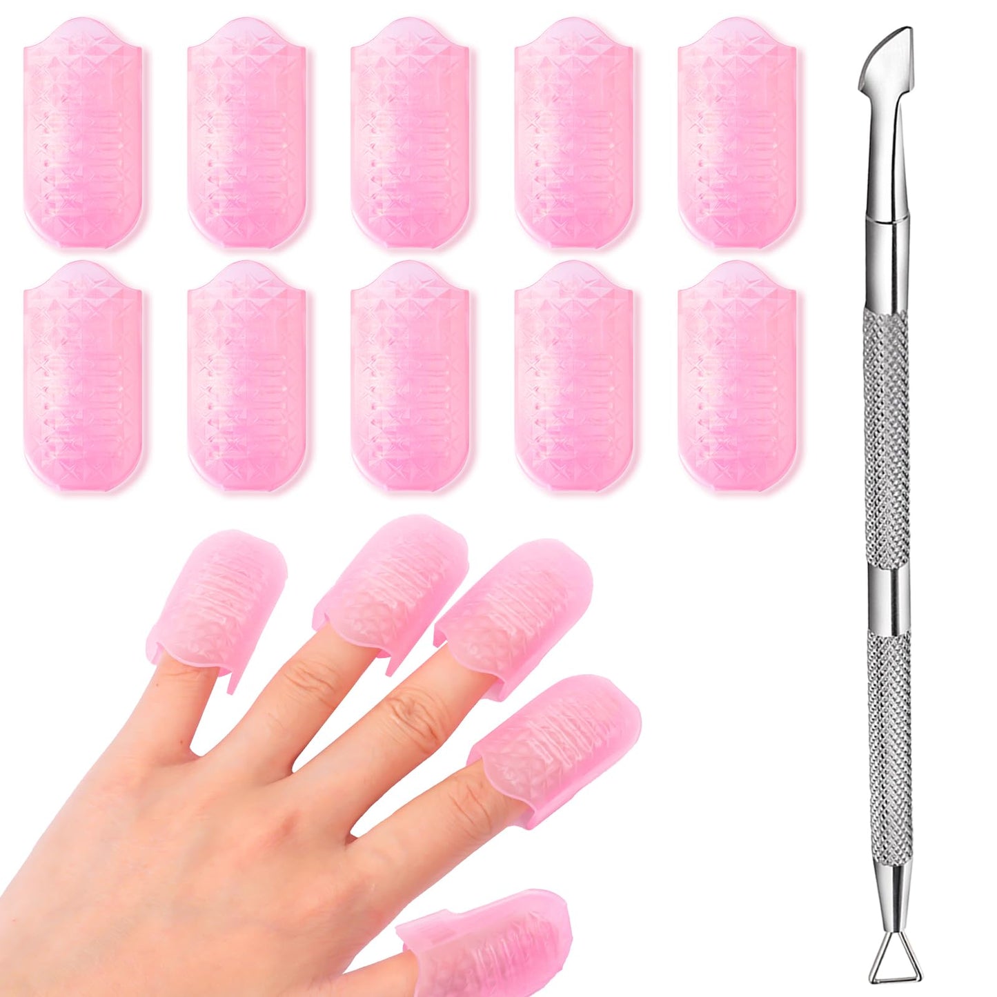 Makartt Gel Nail Polish Remover Clips Kit,With Double Ended Metal Cuticle Pusher,20 pcs Plastic Resuable Finger and Toe nail clips for removal Acrylic Nail Art Gel Polish Soak Off Cap Clip