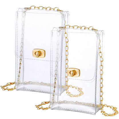 2 Pcs Clear Bag Stadium Approved Small Clear Purses PVC Plastic Bag for Women Men Sporting Concert