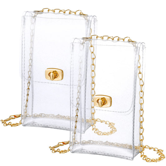 2 Pcs Clear Bag Stadium Approved Small Clear Purses PVC Plastic Bag for Women Men Sporting Concert