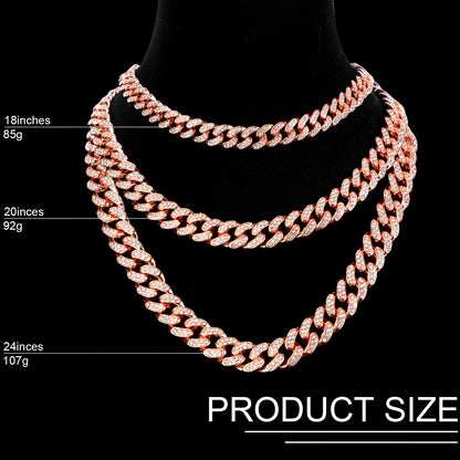 Batiyeer Cuban Link Chain Necklace Bracelet Rhinestone Earrings Bling Necklace Bracelet Crystal Big Circle Earring for Women