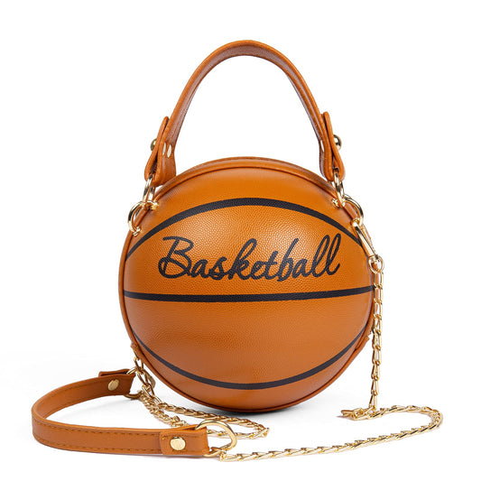 Women's basketball shoulder bag Messenger Bag handbag mini round bag PU bag, Zipper closure, suitable for women