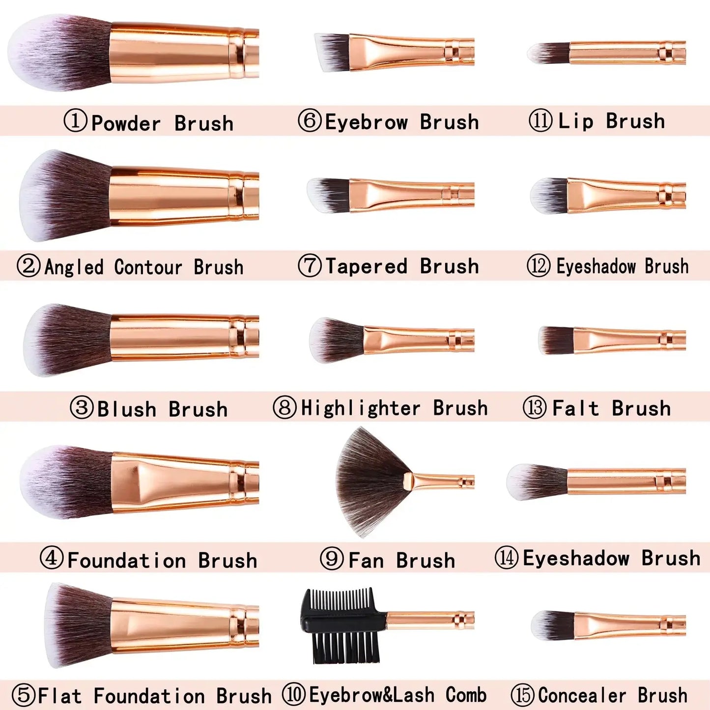 Makeup Brushes 15PCS Make up Brush Set Blush Foundation Concealer Eyeshadow Brushes with 4 Makeup Sponge - Valentine'S Day, Xmas Gift