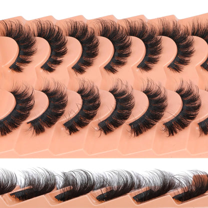 JIMIRE Mink Lashes Fluffy Cat Eye False Eyelashes Volume Wispy Fox Eye Full 17MM Thick Fake Lashes Look Like Eyelash Extensions Pestañas7 Pairs Pack GlowBeautyCo.