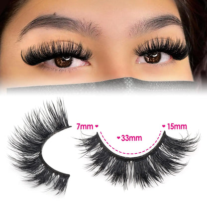 JIMIRE Mink Lashes Fluffy Cat Eye False Eyelashes Volume Wispy Fox Eye Full 17MM Thick Fake Lashes Look Like Eyelash Extensions Pestañas7 Pairs Pack GlowBeautyCo.