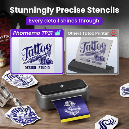 Phomemo TP31 Tattoo Stencil Printer, Mini Tattoo Printer with 30pcs Transfer Paper,Bluetooth Tattoo Machines Printer for Tattoo Beginners & Artists, Compatible with Tablet,Smartphone GlowBeautyCo.