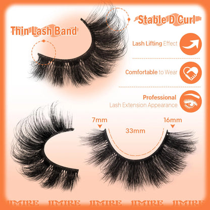 JIMIRE Mink Lashes Fluffy Cat Eye False Eyelashes Volume Wispy Fox Eye Full 17MM Thick Fake Lashes Look Like Eyelash Extensions Pestañas7 Pairs Pack GlowBeautyCo.