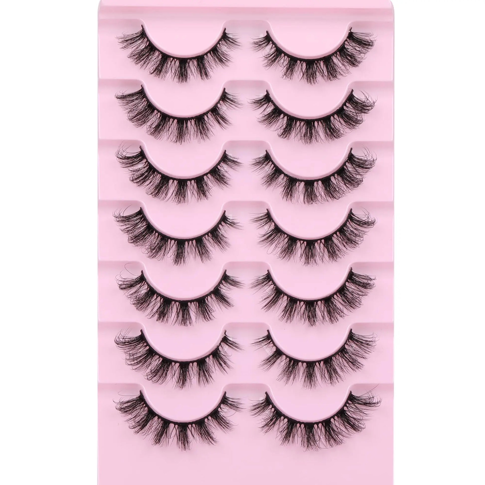 JIMIRE Mink Lashes Fluffy Cat Eye False Eyelashes Volume Wispy Fox Eye Full 17MM Thick Fake Lashes Look Like Eyelash Extensions Pestañas7 Pairs Pack GlowBeautyCo.