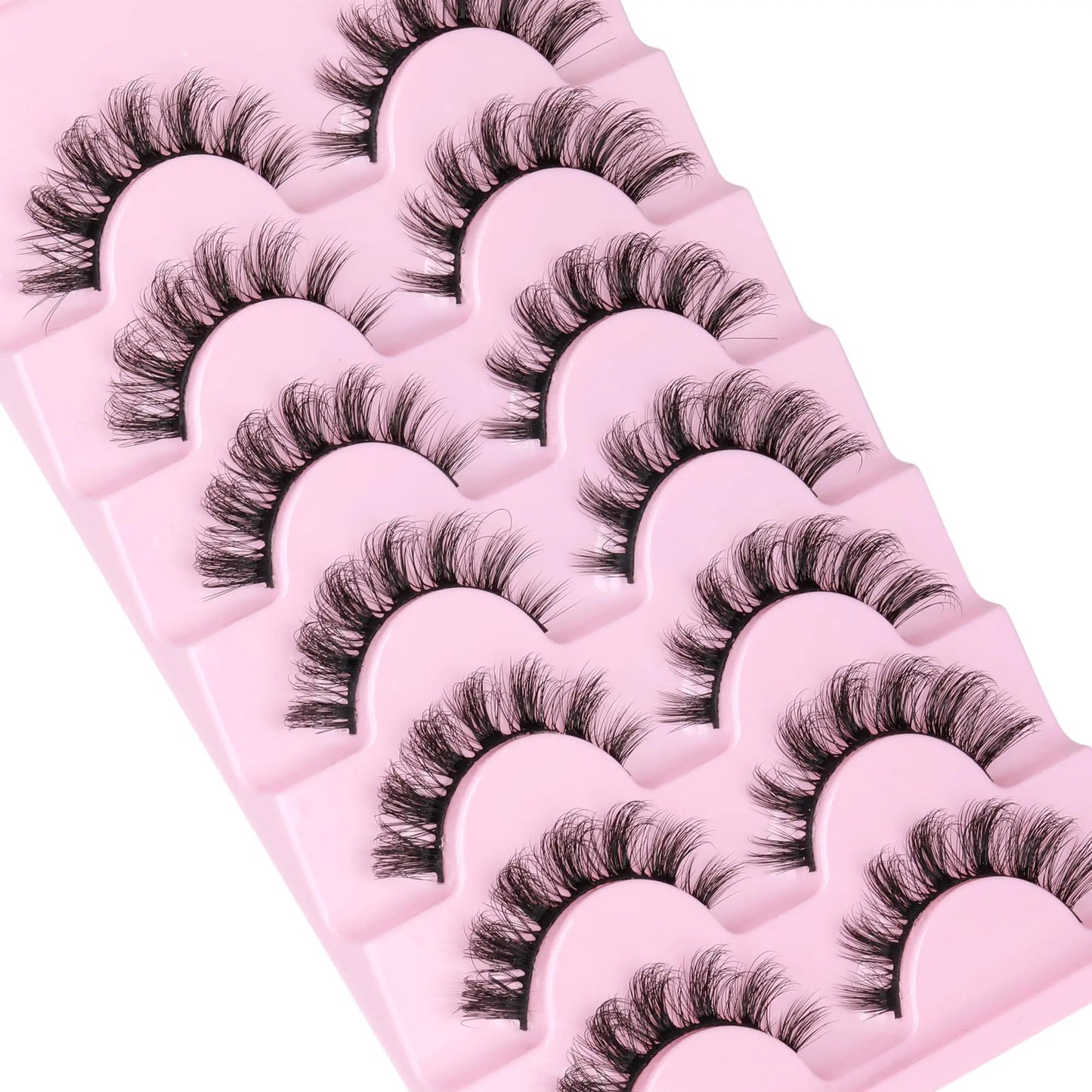 JIMIRE Mink Lashes Fluffy Cat Eye False Eyelashes Volume Wispy Fox Eye Full 17MM Thick Fake Lashes Look Like Eyelash Extensions Pestañas7 Pairs Pack GlowBeautyCo.