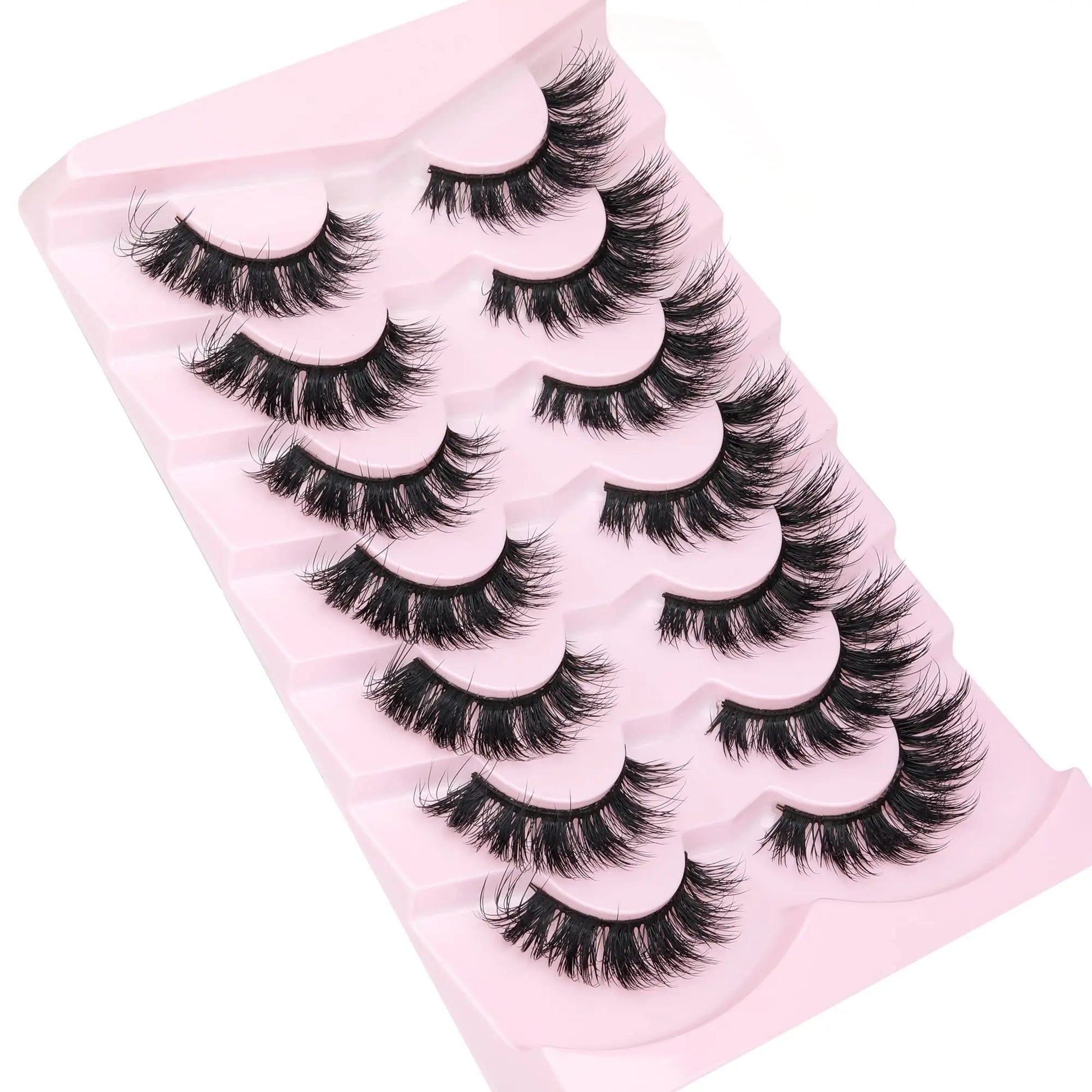 JIMIRE Mink Lashes Fluffy Cat Eye False Eyelashes Volume Wispy Fox Eye Full 17MM Thick Fake Lashes Look Like Eyelash Extensions Pestañas7 Pairs Pack GlowBeautyCo.