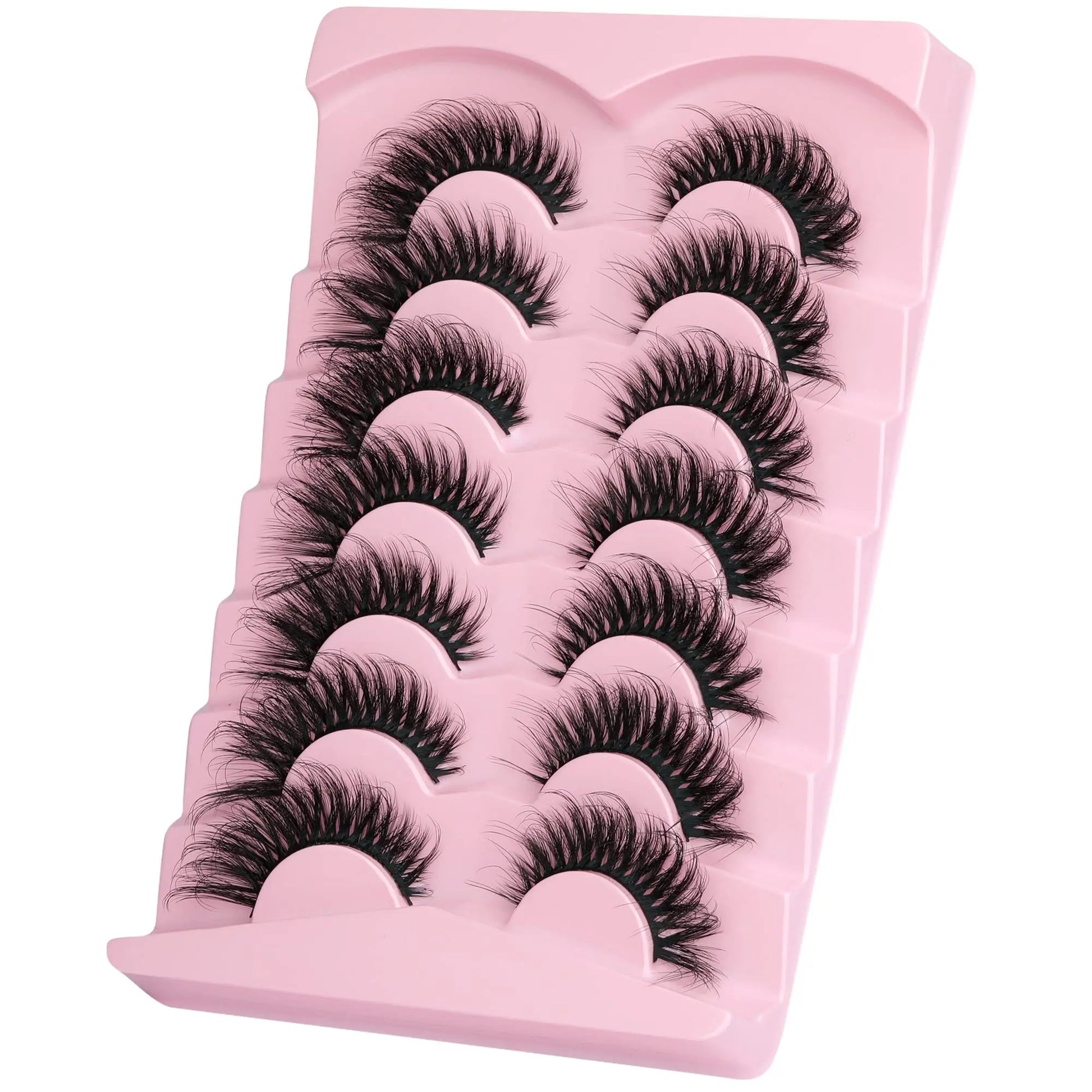 JIMIRE Mink Lashes Fluffy Cat Eye False Eyelashes Volume Wispy Fox Eye Full 17MM Thick Fake Lashes Look Like Eyelash Extensions Pestañas7 Pairs Pack GlowBeautyCo.