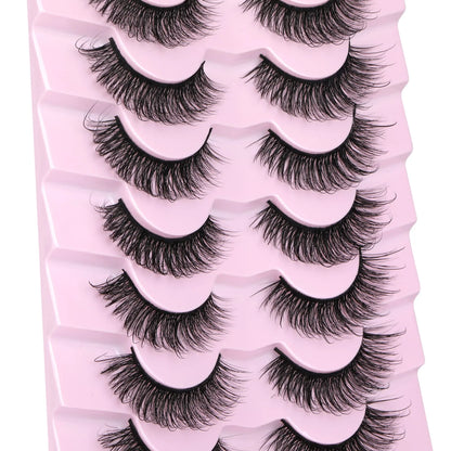 JIMIRE Mink Lashes Fluffy Cat Eye False Eyelashes Volume Wispy Fox Eye Full 17MM Thick Fake Lashes Look Like Eyelash Extensions Pestañas7 Pairs Pack GlowBeautyCo.