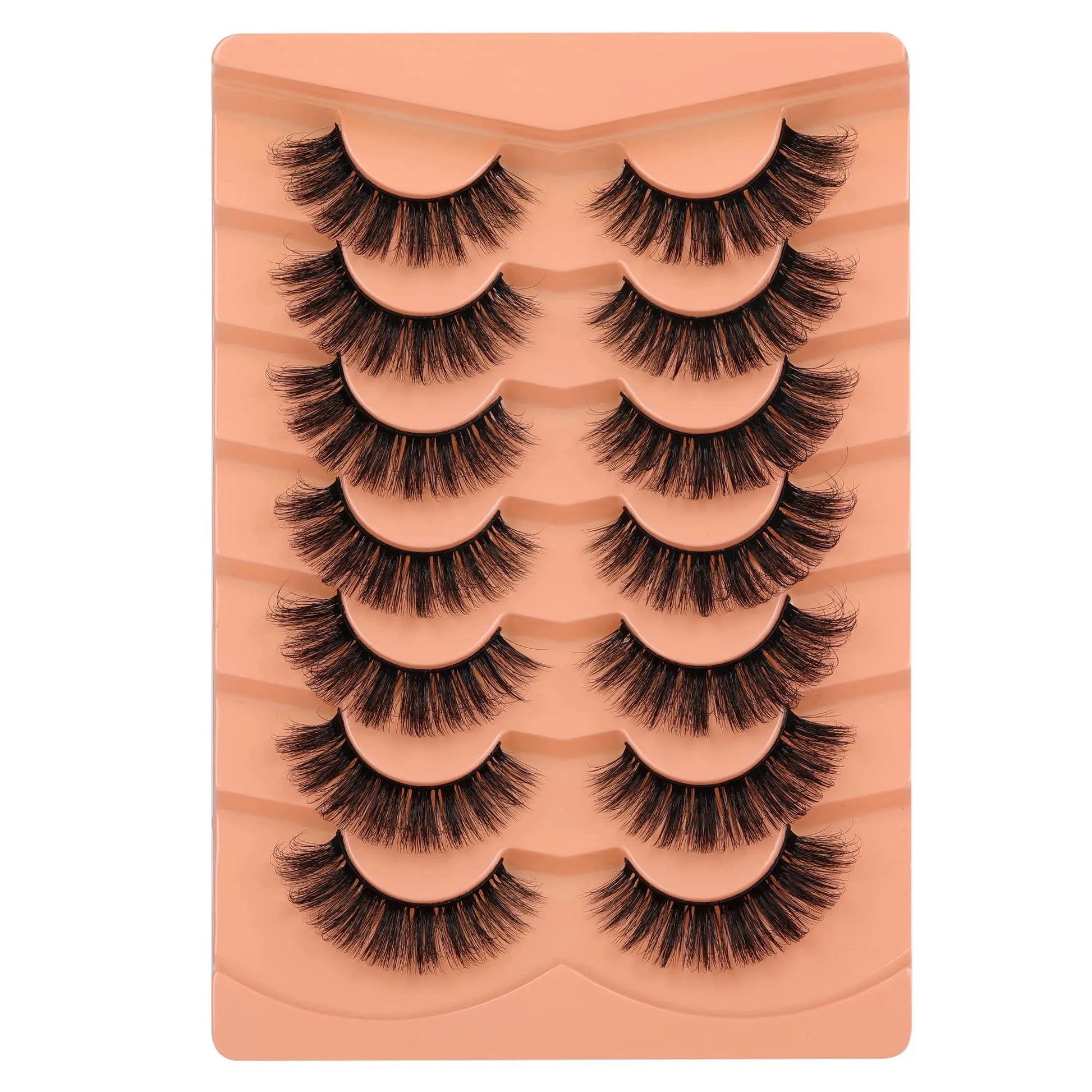 JIMIRE Mink Lashes Fluffy Cat Eye False Eyelashes Volume Wispy Fox Eye Full 17MM Thick Fake Lashes Look Like Eyelash Extensions Pestañas7 Pairs Pack GlowBeautyCo.