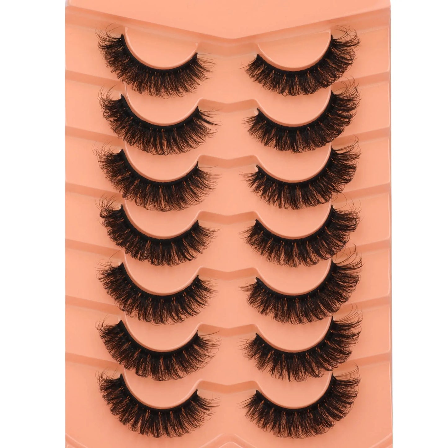 JIMIRE Mink Lashes Fluffy Cat Eye False Eyelashes Volume Wispy Fox Eye Full 17MM Thick Fake Lashes Look Like Eyelash Extensions Pestañas7 Pairs Pack GlowBeautyCo.