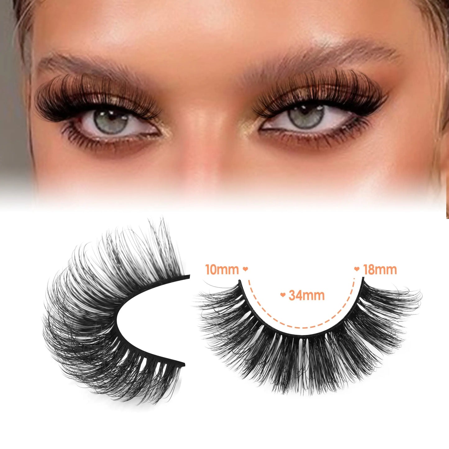 JIMIRE Mink Lashes Fluffy Cat Eye False Eyelashes Volume Wispy Fox Eye Full 17MM Thick Fake Lashes Look Like Eyelash Extensions Pestañas7 Pairs Pack GlowBeautyCo.