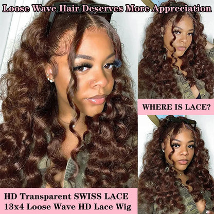 MEIMEI 28 Inch 250% Density HD Full Lace Front Wigs Human Hair Loose Wave 15A Grade Real Full Large Lace Space 13x4 Loose Deep Wave Lace Frontal Wigs Human Hair Pre Plucked for Black Women GlowBeautyCo.