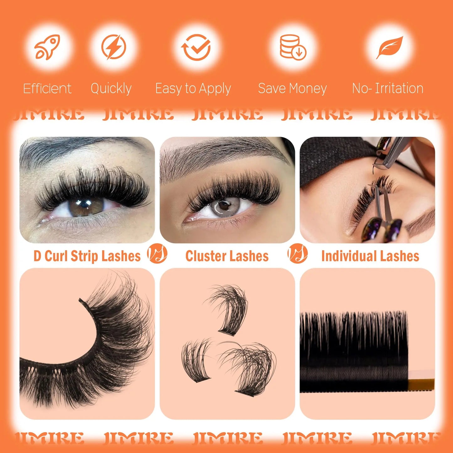 JIMIRE Mink Lashes Fluffy Cat Eye False Eyelashes Volume Wispy Fox Eye Full 17MM Thick Fake Lashes Look Like Eyelash Extensions Pestañas7 Pairs Pack GlowBeautyCo.