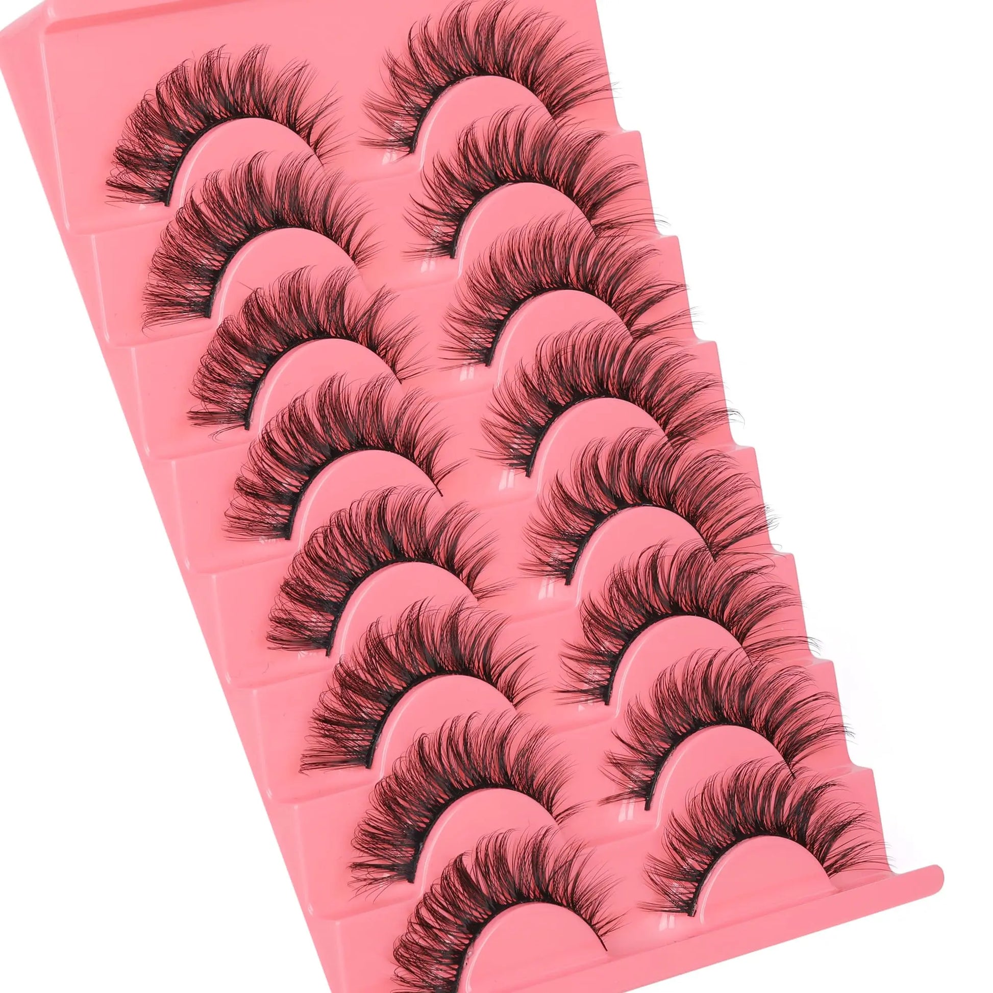 JIMIRE Mink Lashes Fluffy Cat Eye False Eyelashes Volume Wispy Fox Eye Full 17MM Thick Fake Lashes Look Like Eyelash Extensions Pestañas7 Pairs Pack GlowBeautyCo.