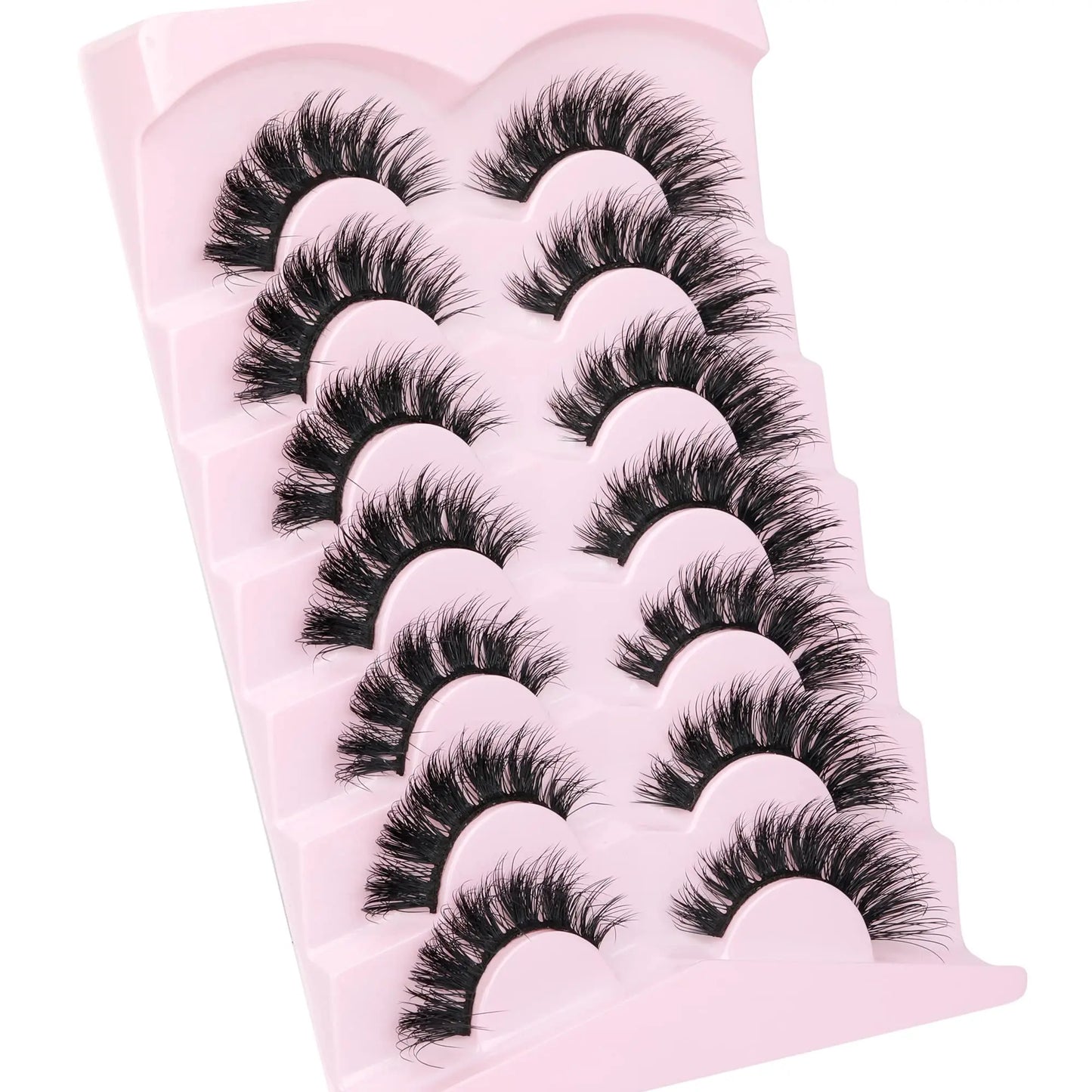 JIMIRE Mink Lashes Fluffy Cat Eye False Eyelashes Volume Wispy Fox Eye Full 17MM Thick Fake Lashes Look Like Eyelash Extensions Pestañas7 Pairs Pack GlowBeautyCo.