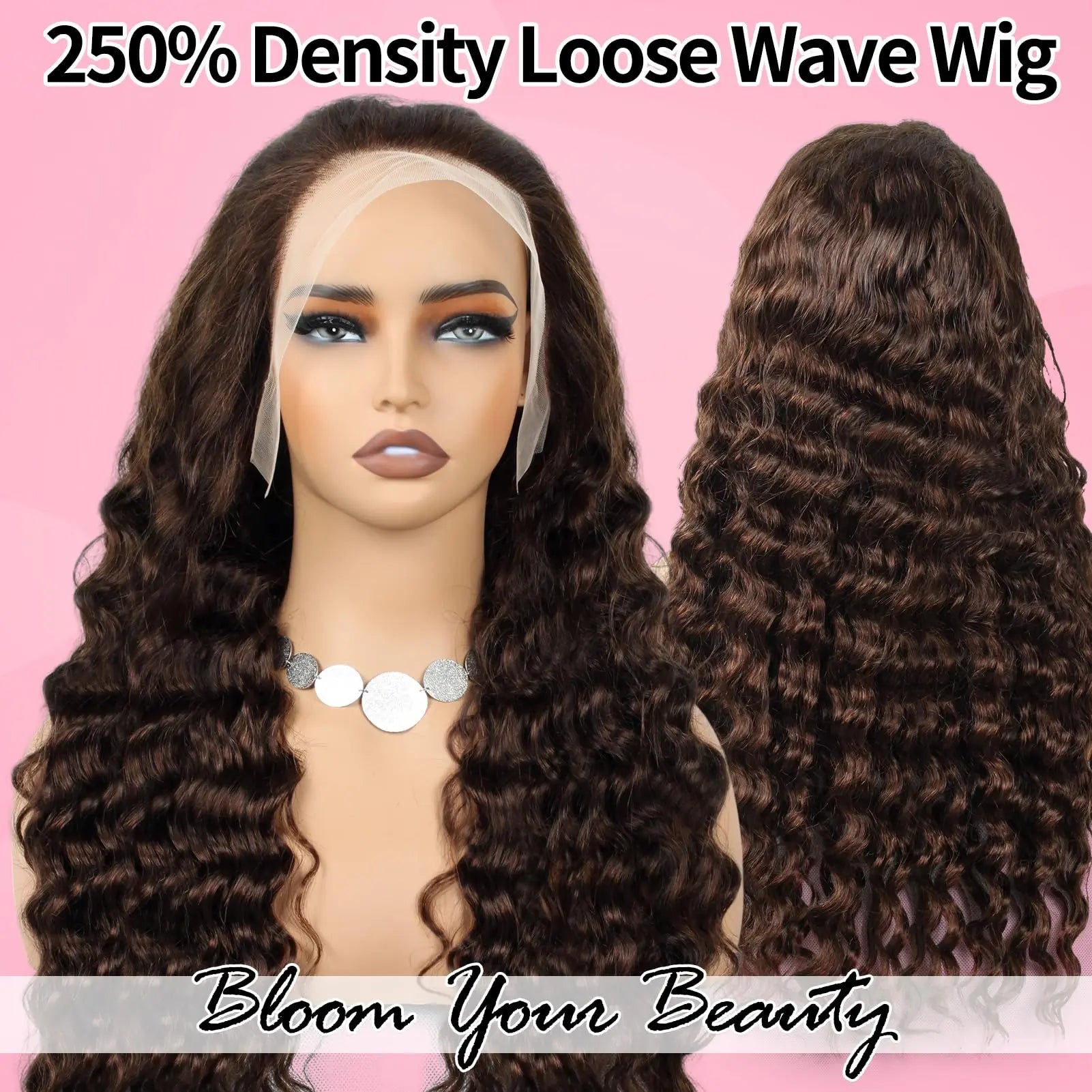 MEIMEI 28 Inch 250% Density HD Full Lace Front Wigs Human Hair Loose Wave 15A Grade Real Full Large Lace Space 13x4 Loose Deep Wave Lace Frontal Wigs Human Hair Pre Plucked for Black Women GlowBeautyCo.