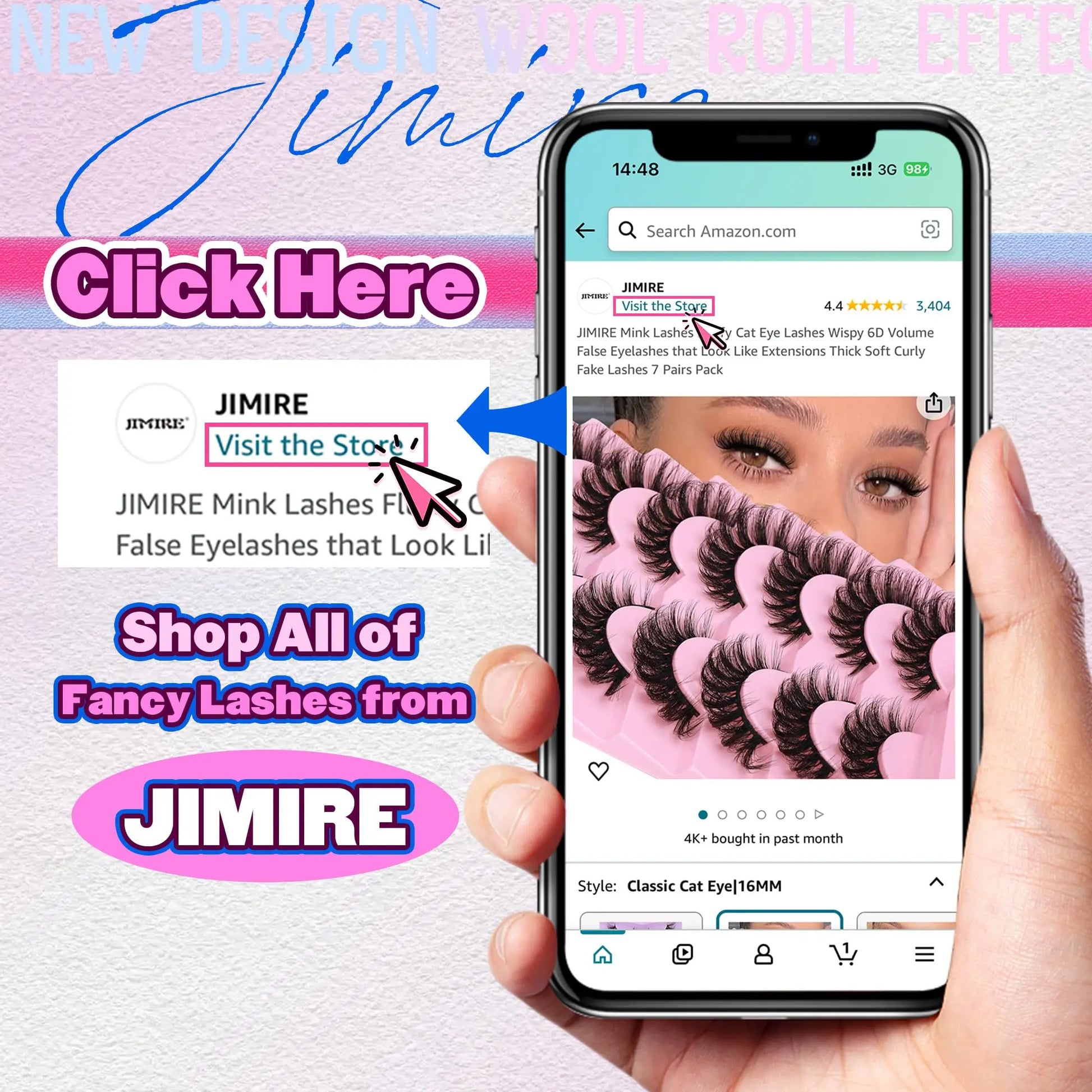 JIMIRE Mink Lashes Fluffy Cat Eye False Eyelashes Volume Wispy Fox Eye Full 17MM Thick Fake Lashes Look Like Eyelash Extensions Pestañas7 Pairs Pack GlowBeautyCo.