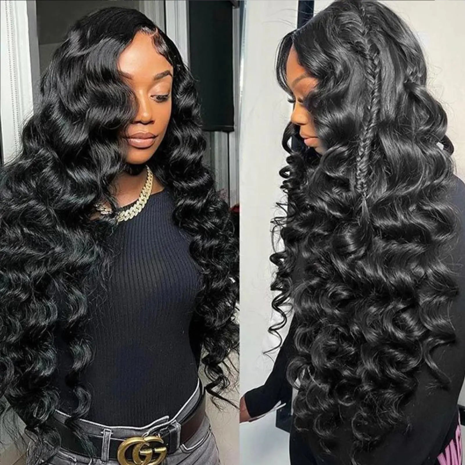 MEIMEI 28 Inch 250% Density HD Full Lace Front Wigs Human Hair Loose Wave 15A Grade Real Full Large Lace Space 13x4 Loose Deep Wave Lace Frontal Wigs Human Hair Pre Plucked for Black Women GlowBeautyCo.