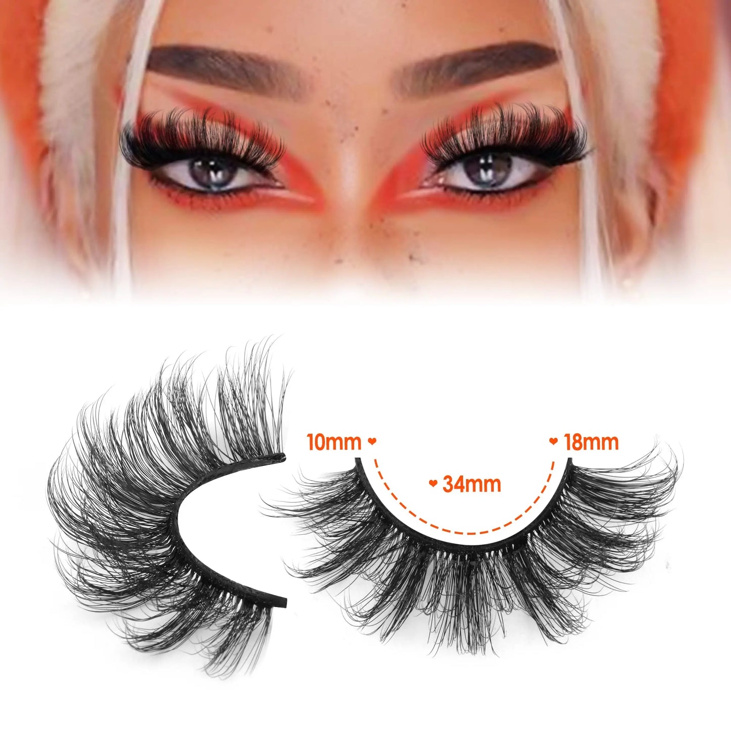 JIMIRE Mink Lashes Fluffy Cat Eye False Eyelashes Volume Wispy Fox Eye Full 17MM Thick Fake Lashes Look Like Eyelash Extensions Pestañas7 Pairs Pack GlowBeautyCo.