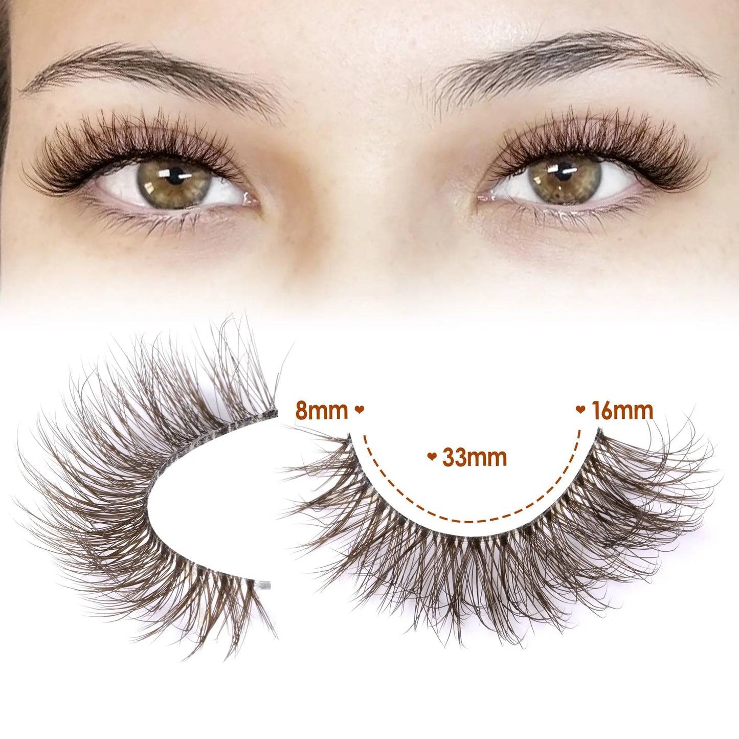 JIMIRE Mink Lashes Fluffy Cat Eye False Eyelashes Volume Wispy Fox Eye Full 17MM Thick Fake Lashes Look Like Eyelash Extensions Pestañas7 Pairs Pack GlowBeautyCo.