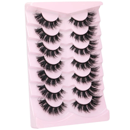 JIMIRE Mink Lashes Fluffy Cat Eye False Eyelashes Volume Wispy Fox Eye Full 17MM Thick Fake Lashes Look Like Eyelash Extensions Pestañas7 Pairs Pack GlowBeautyCo.