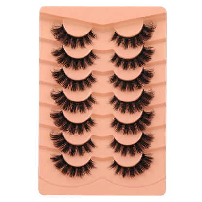 JIMIRE Mink Lashes Fluffy Cat Eye False Eyelashes Volume Wispy Fox Eye Full 17MM Thick Fake Lashes Look Like Eyelash Extensions Pestañas7 Pairs Pack GlowBeautyCo.