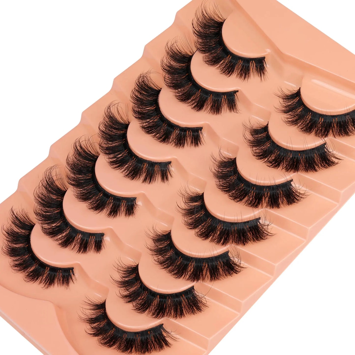 JIMIRE Mink Lashes Fluffy Cat Eye False Eyelashes Volume Wispy Fox Eye Full 17MM Thick Fake Lashes Look Like Eyelash Extensions Pestañas7 Pairs Pack GlowBeautyCo.