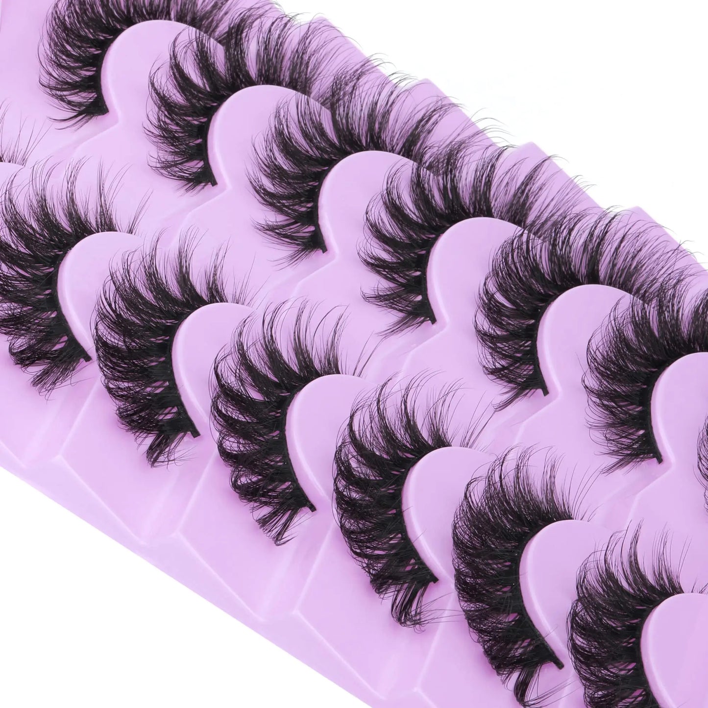 JIMIRE Mink Lashes Fluffy Cat Eye False Eyelashes Volume Wispy Fox Eye Full 17MM Thick Fake Lashes Look Like Eyelash Extensions Pestañas7 Pairs Pack GlowBeautyCo.