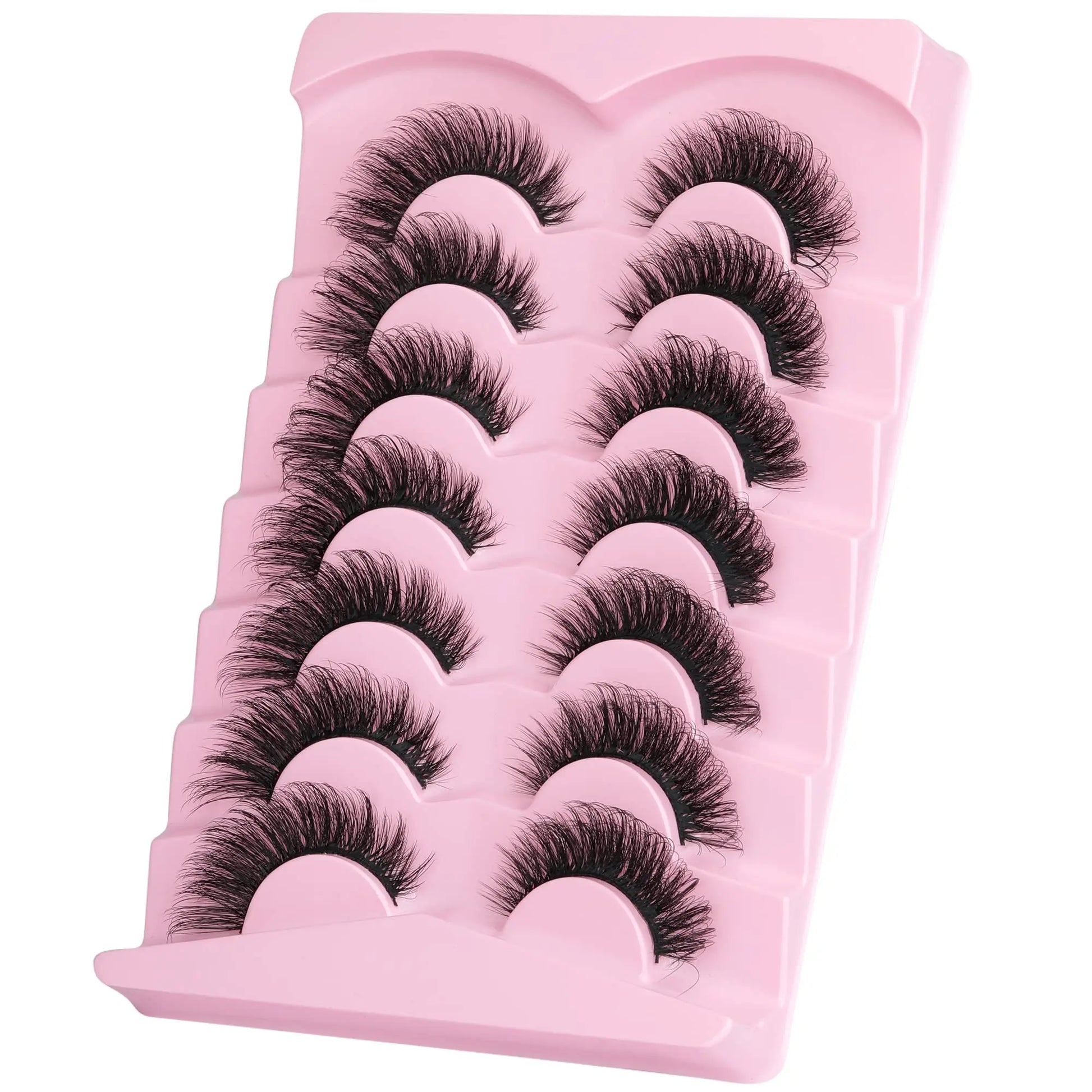 JIMIRE Mink Lashes Fluffy Cat Eye False Eyelashes Volume Wispy Fox Eye Full 17MM Thick Fake Lashes Look Like Eyelash Extensions Pestañas7 Pairs Pack GlowBeautyCo.