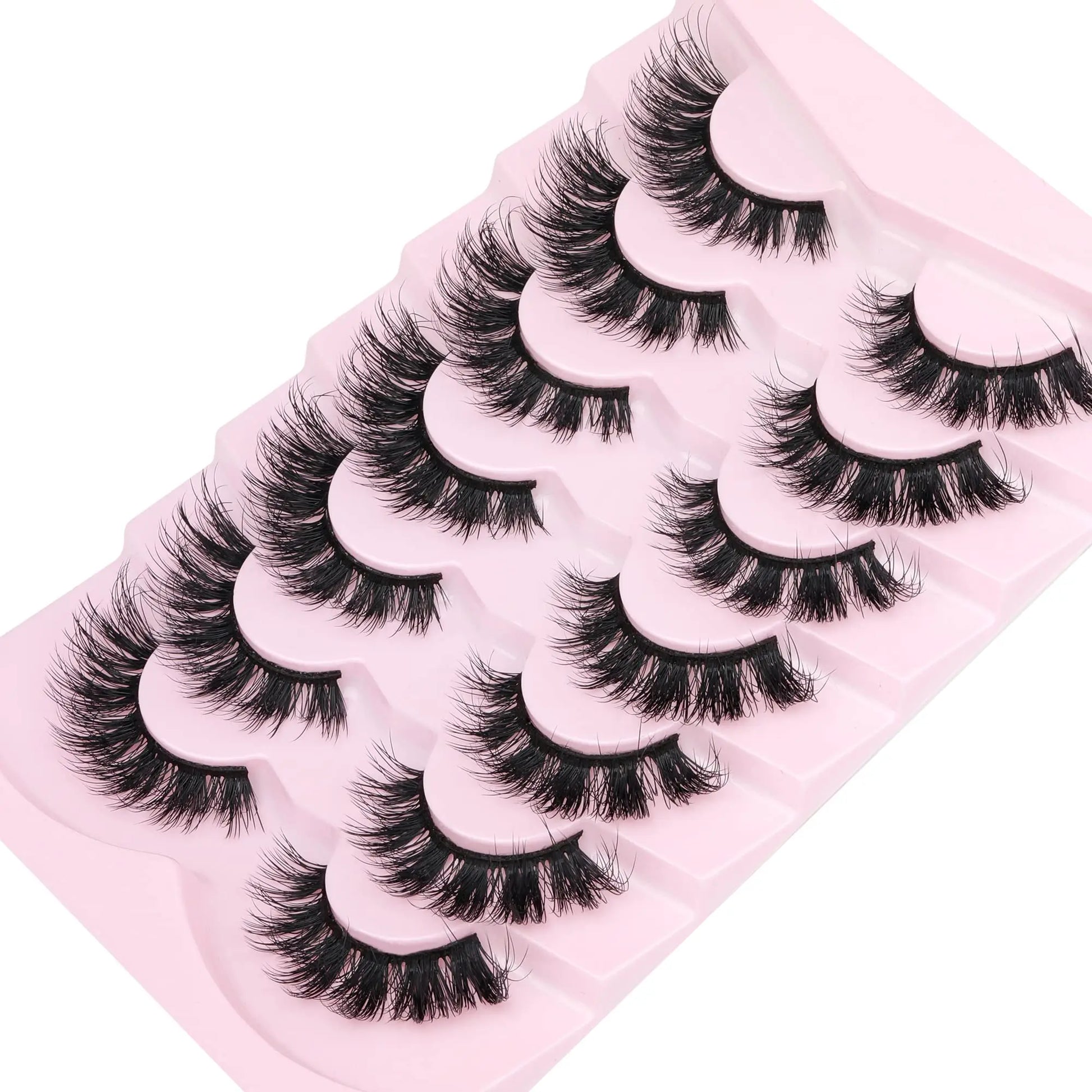 JIMIRE Mink Lashes Fluffy Cat Eye False Eyelashes Volume Wispy Fox Eye Full 17MM Thick Fake Lashes Look Like Eyelash Extensions Pestañas7 Pairs Pack GlowBeautyCo.