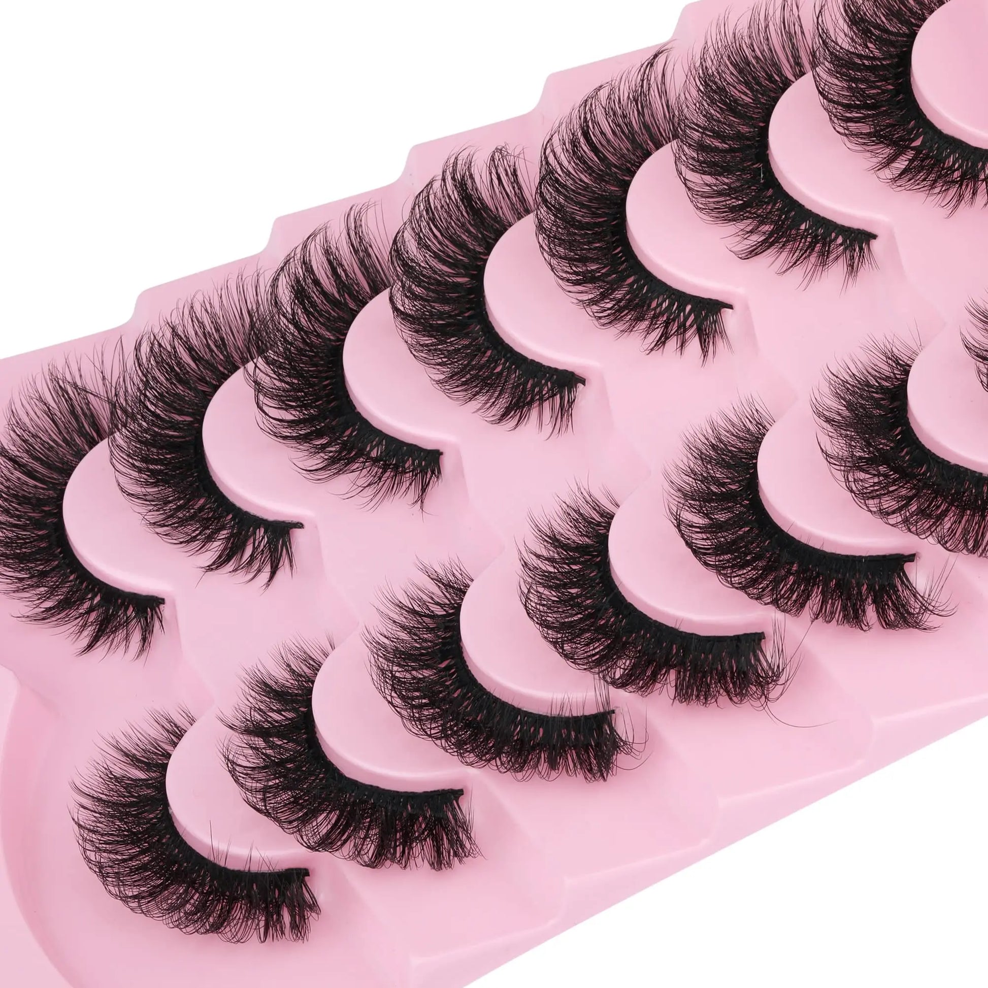 JIMIRE Mink Lashes Fluffy Cat Eye False Eyelashes Volume Wispy Fox Eye Full 17MM Thick Fake Lashes Look Like Eyelash Extensions Pestañas7 Pairs Pack GlowBeautyCo.