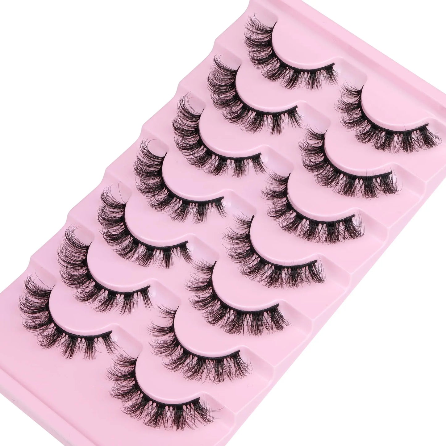 JIMIRE Mink Lashes Fluffy Cat Eye False Eyelashes Volume Wispy Fox Eye Full 17MM Thick Fake Lashes Look Like Eyelash Extensions Pestañas7 Pairs Pack GlowBeautyCo.