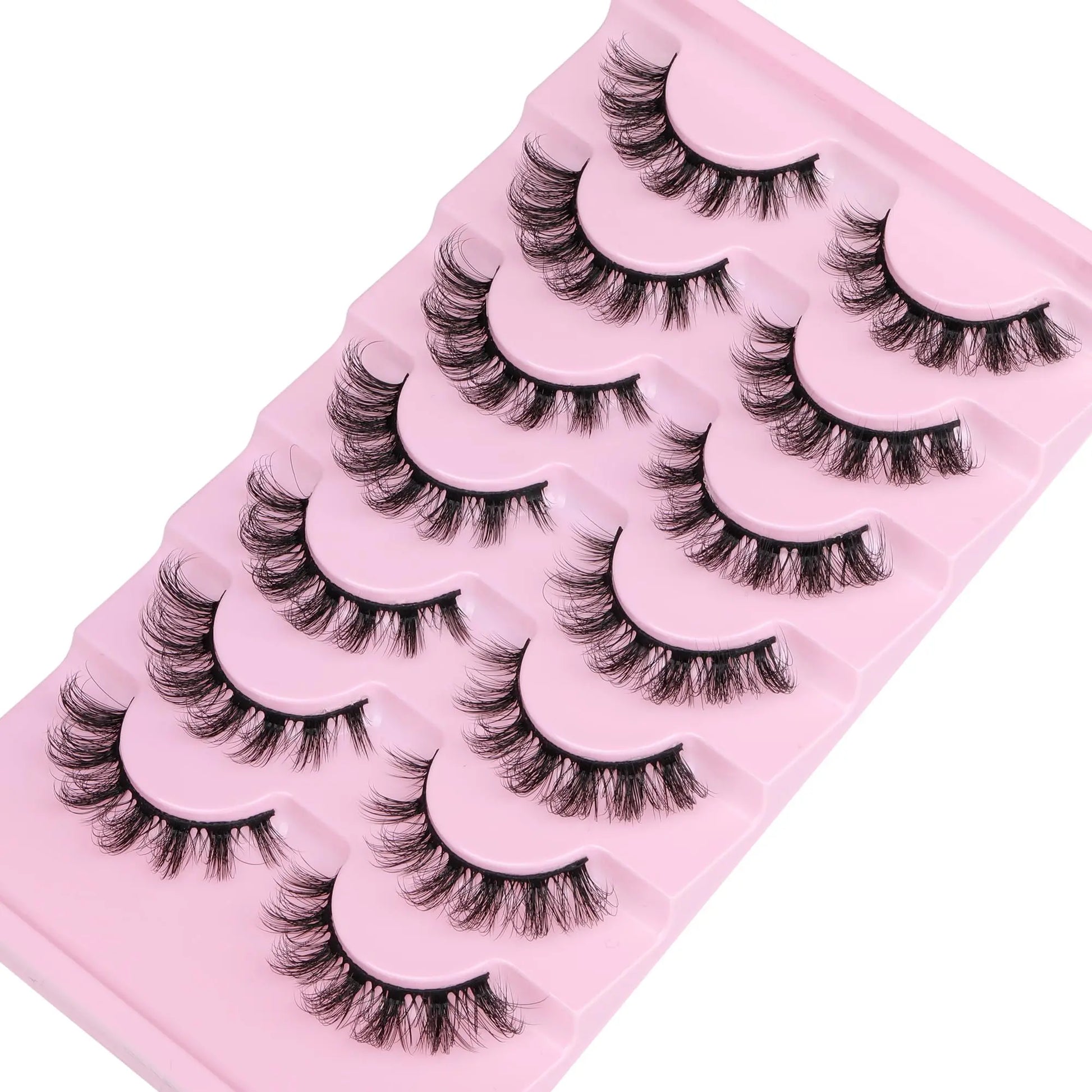 JIMIRE Mink Lashes Fluffy Cat Eye False Eyelashes Volume Wispy Fox Eye Full 17MM Thick Fake Lashes Look Like Eyelash Extensions Pestañas7 Pairs Pack GlowBeautyCo.