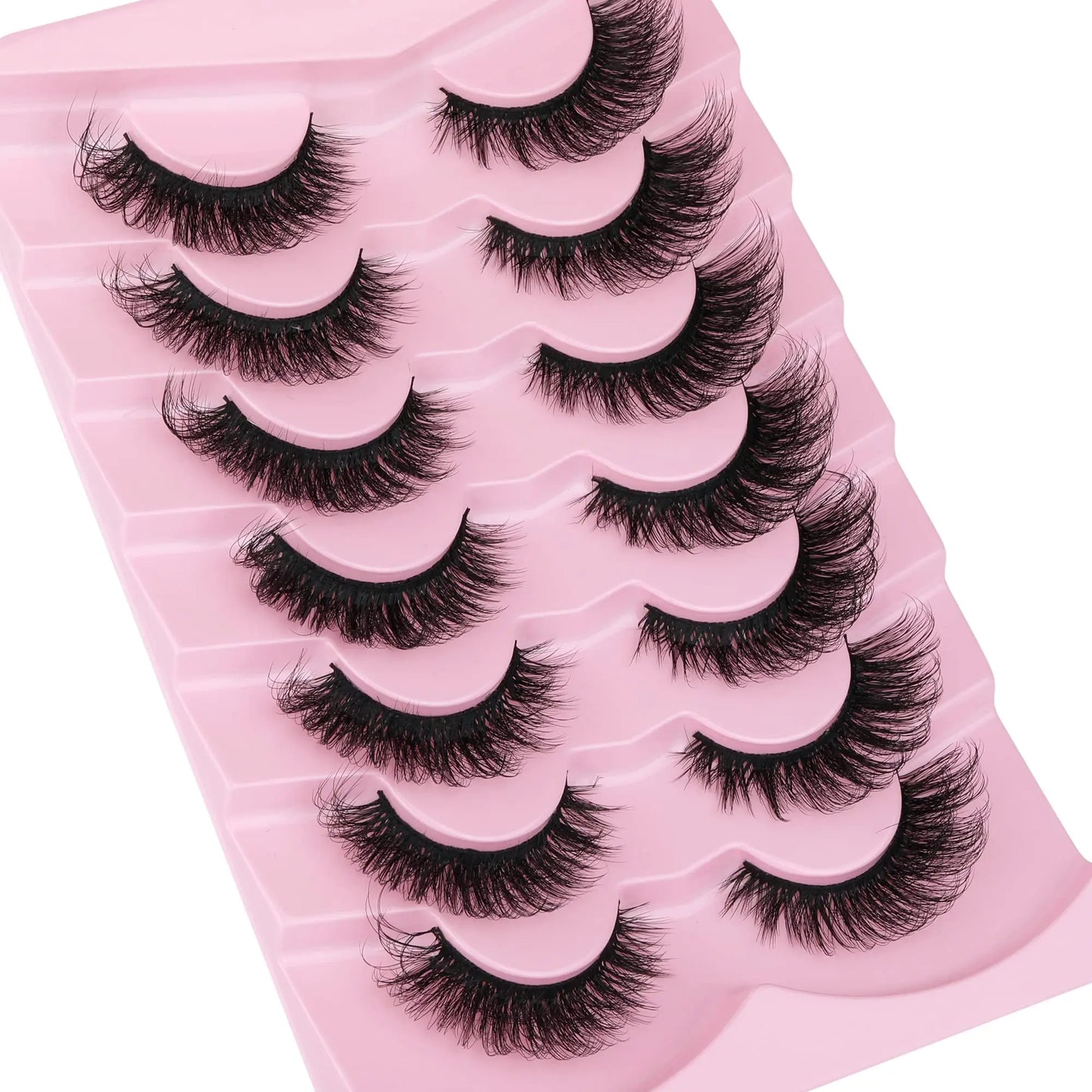 JIMIRE Mink Lashes Fluffy Cat Eye False Eyelashes Volume Wispy Fox Eye Full 17MM Thick Fake Lashes Look Like Eyelash Extensions Pestañas7 Pairs Pack GlowBeautyCo.